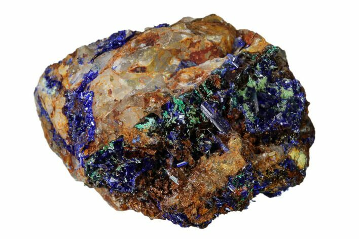 Sparkling Azurite Crystal Cluster with Malachite - Mexico #161300